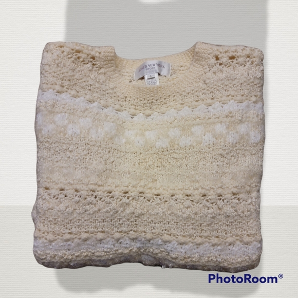 Jones New York Sport wool cream and white sweater, size Large - Picture 3 of 5